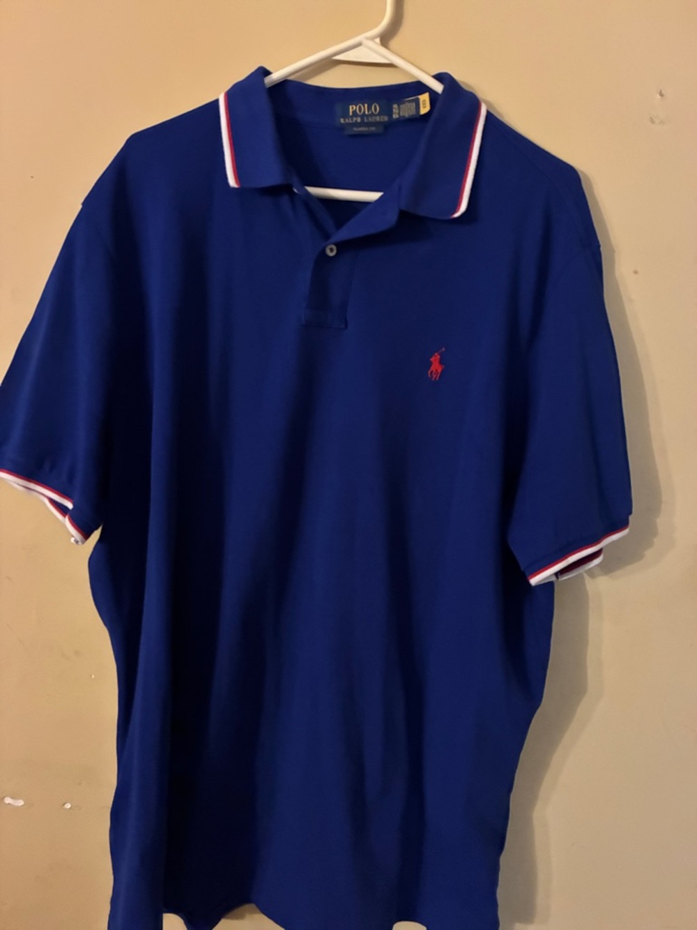 Polo by Ralph Lauren Men’s Royal Blue Polo with Red Pony and White-Trim